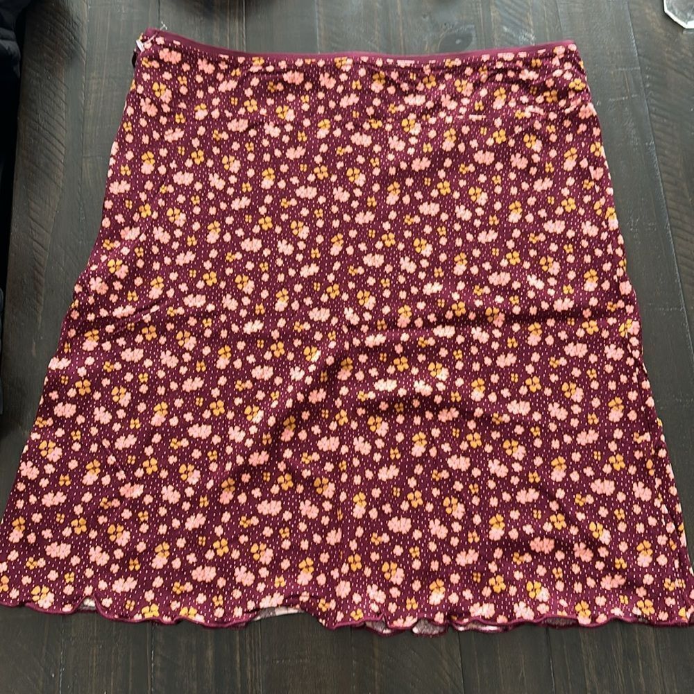 NWT Free People IRL Midi Skirt A Line Floral Ruffled Trim Viscose 6 Modest Chic - Picture 9 of 15